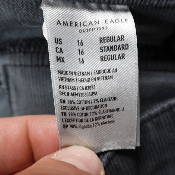 NEW American Eagle Jeans Womens 16 Blue Gray Corduroy Hi Rise Flare Flex Stretch - Picture 10 of 14